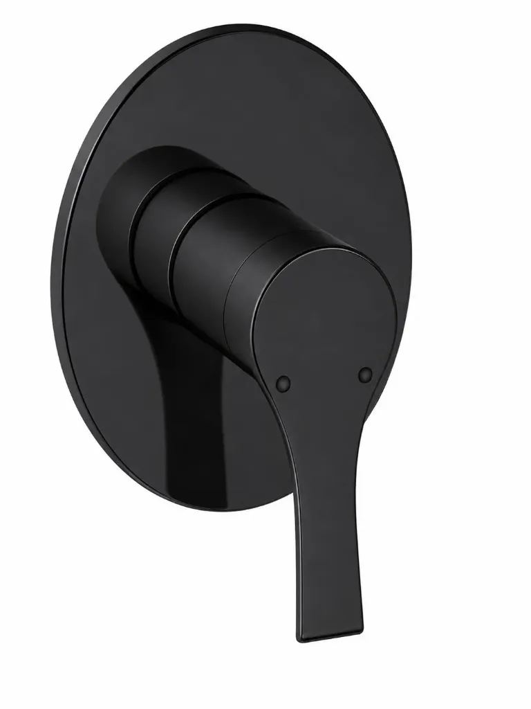 Atros Black Round Concealed Over Plaster Shower Group with Single Lever