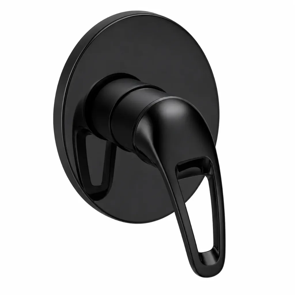 [SUD120-S] Adrio Black Concealed Over Plaster Shower Group with Round Plate and Single Lever