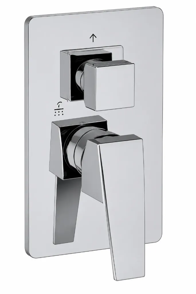 [SCU85] Groupe de robinetterie de salle de bain encastrée Ritmo aspect chrome avec commandes doubles carrées