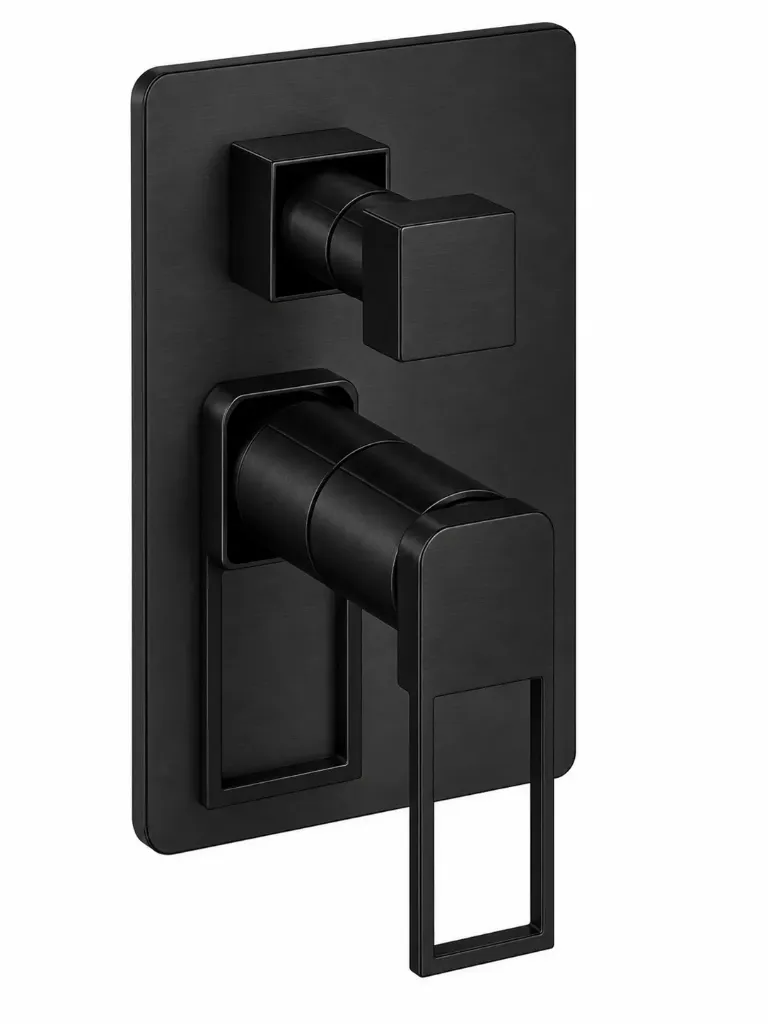 [SCU190-S] Quadro Black Concealed Bathroom Faucet Over-Plaster Group with Rectangular Lever
