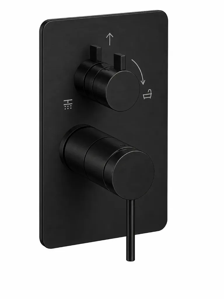 [SCU195-S] Aduro Black Concealed Bathroom Over-Plaster Faucet Group with Pin Lever