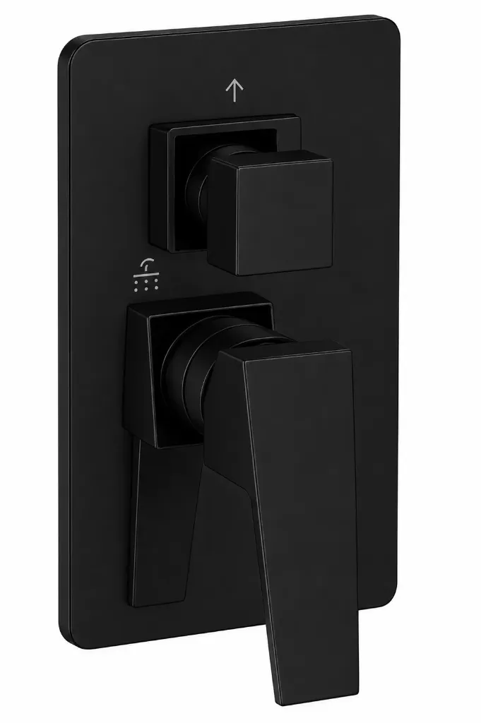 [SCU85-S] Ritmo Black Concealed Bathroom Over-Plaster Faucet Group with Square Dual Controls