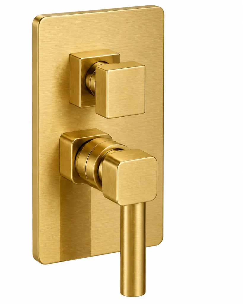 [SCU160-BN] Pedra Brushed Gold-Look Concealed Bathroom Faucet Over-Plaster Group