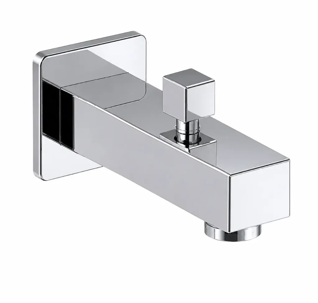 Chrome-Look Wall-Mounted Rectangular Spout Group with Square Diverter
