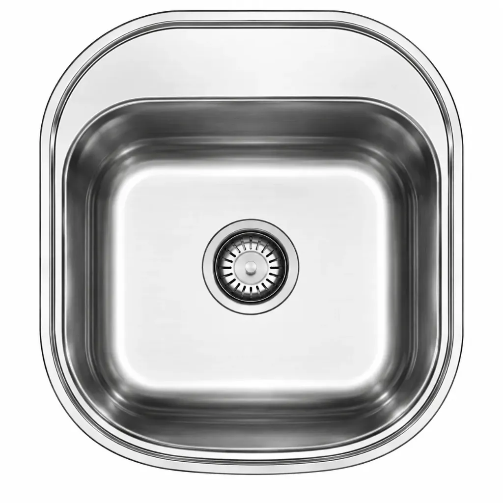 [DE151] Silver-Look Rounded Square Built-In Single Bowl Sink