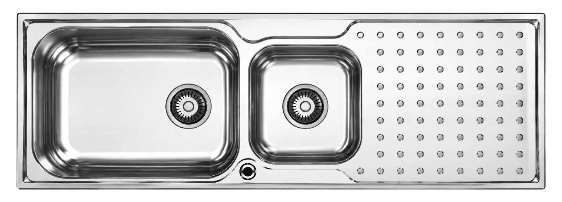 [DE156] Built-In 1.5-Bowl Welded Sink with Decorated Drainer, 120 x 50, 0.7 mm