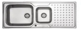 [DE156] Built-In 1.5-Bowl Welded Sink with Decorated Drainer, 120 x 50, 0.7 mm