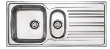 Built-In 1.5-Bowl Welded Sink with Ribbed Drainer (0,6 mm)