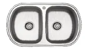[DE160] Metallic-Look Rounded Built-In Decorative Double-Bowl Welded Sink