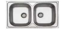 [DE165] Built-In Double Bowl Sink 50 x 86 0.6 mm with BCT Siphon Type