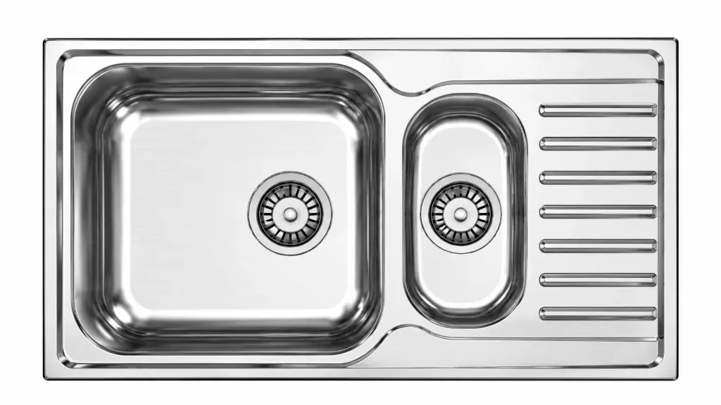 Built-In 1.5-Bowl Welded Sink with Right Drainer (0,6 mm)
