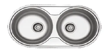 Silver-Tone Built-In Double-Bowl Decorative Sink with Round Bowls (0.6 mm)