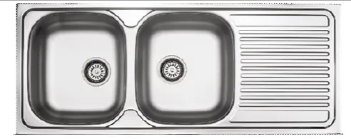 Évier encastré double cuve 50 x 120 avec égouttoir droit, 0,6 mm
