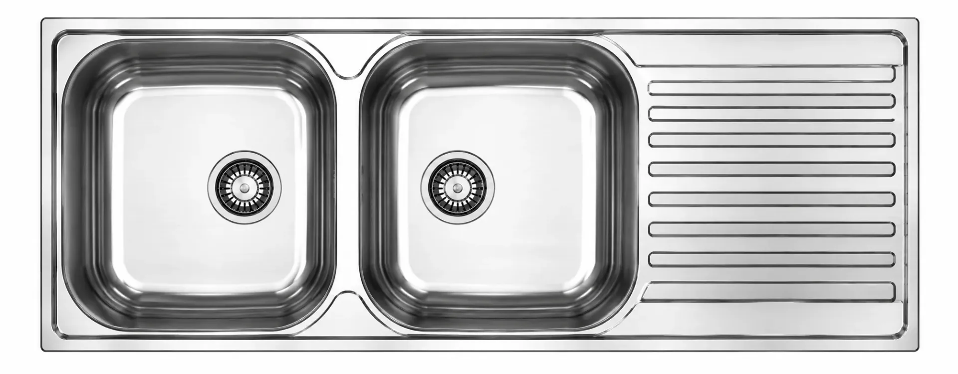 50 x 120 Built-In Double-Bowl Sink with Right Drainer, 0.6 mm