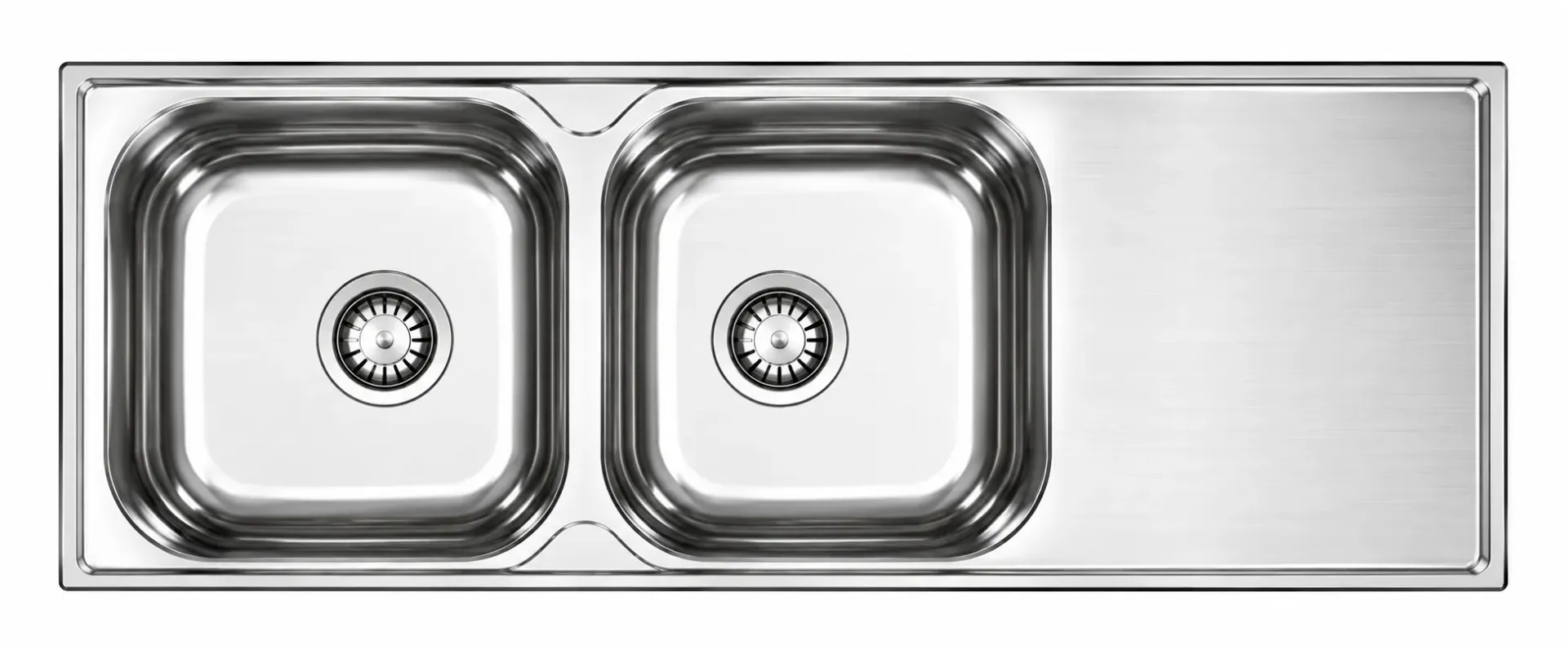 Évier encastré double cuve soudé avec égouttoir droit, 0,7 mm