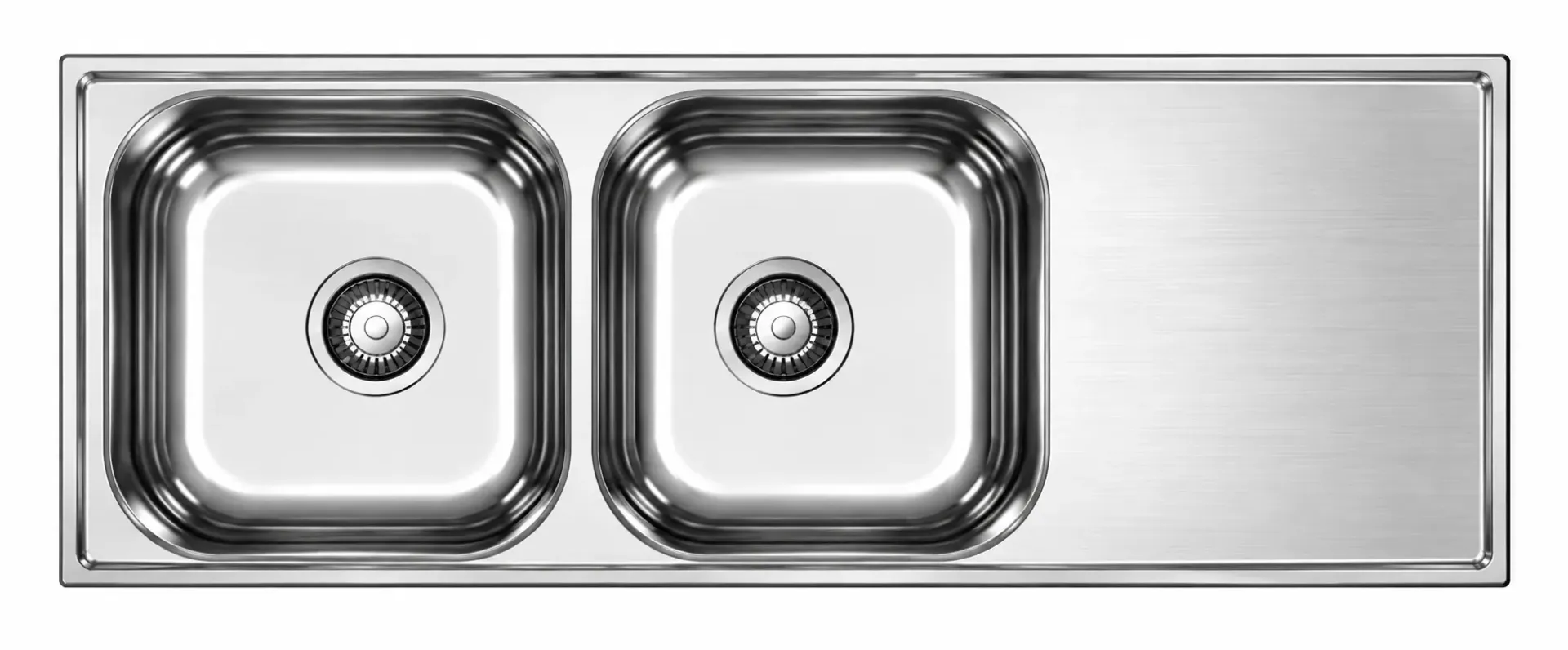 [DE178W] Évier encastré double cuve soudé avec égouttoir droit, des dimensions 50 x 120, 0,7 mm