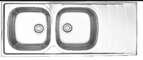 [DE178W] Built-In Double-Bowl Welded Sink with Right Drainer, 50 x 120, 0.7 mm