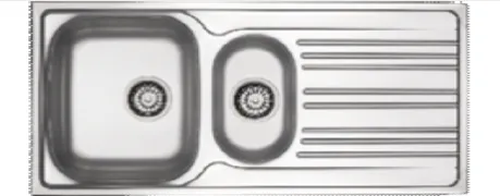 Silver-Tone Built-In 1.5-Bowl Sink with Right-Hand Drainer, 50 x 100 (0.6 mm)