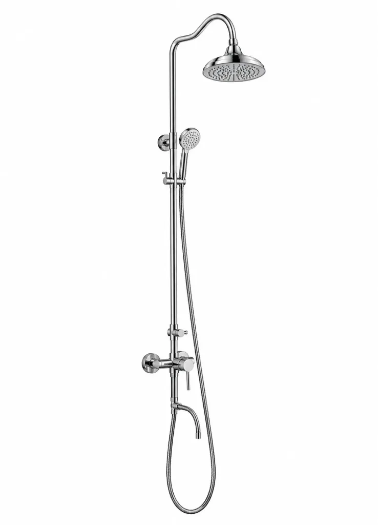 Chrome-Look Wall-Mounted Single-Function Shower Set with Hand Shower and Round Head