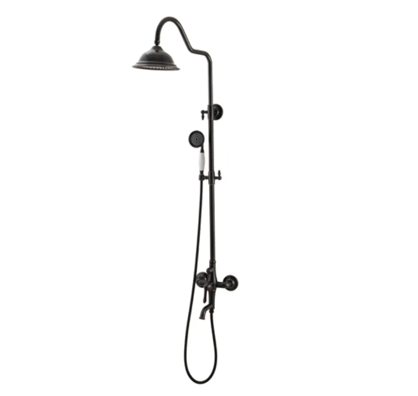 Black Wall-Mounted Single Function Shower Set with Hand Shower