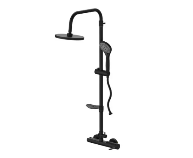 [DST69-S] Black 3-Function Shower Set with Hand Shower and Round Overhead Shower