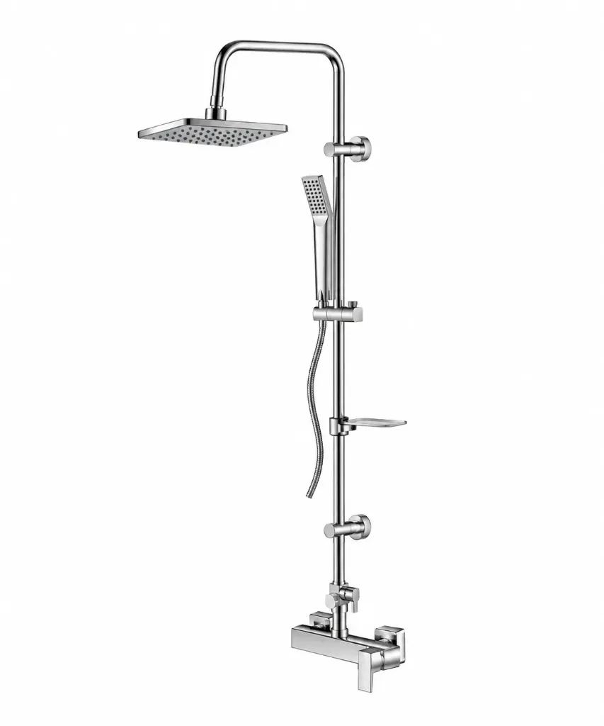 [DST71] Chrome-Look Wall-Mounted Single-Function Shower Set with Square 200 x 200 Head and Hand Shower
