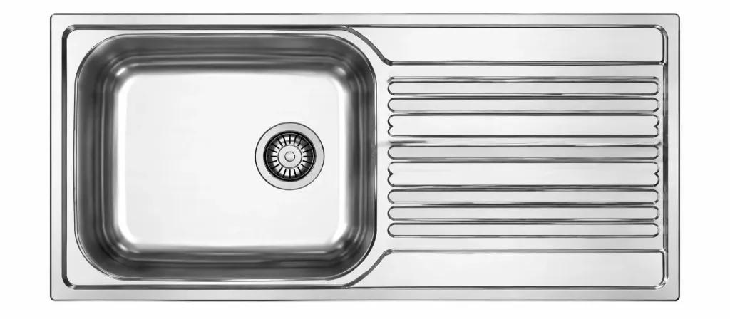 Évier encastré rectangulaire 50 x 100 avec cuve simple et égouttoir nervuré (0,6 mm)