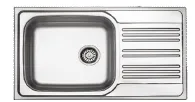 Évier encastré grand modèle à cuve unique avec égouttoir droit 50 x 86 (0,6 mm)