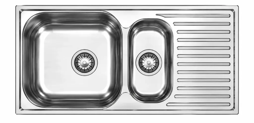 Évier encastré 1,5 cuve avec égouttoir droit (0,6 mm)