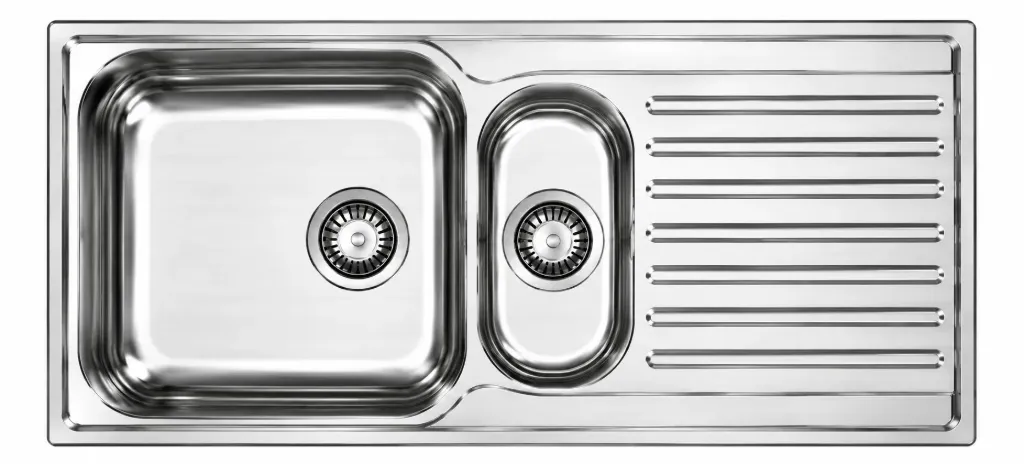 Decorative Built-In 1.5-Bowl Sink with Right Drainer (0,6 mm)