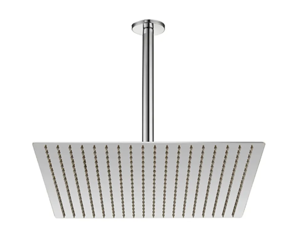 [ADS23] Silver Square 400 x 400 Ceiling Mounted Shower Set with Ceiling Outlet