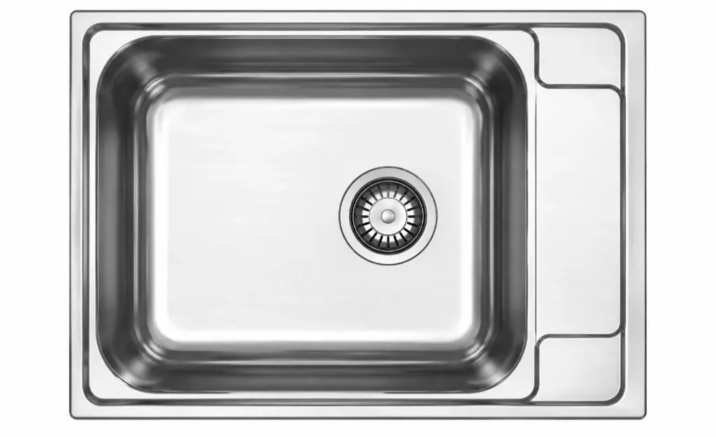 Silver-Look Built-In Single Bowl Sink with Right Drainboard (0,6 mm)