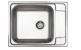 Évier encastré à cuve unique ton argent avec égouttoir latéral, 50 x 63