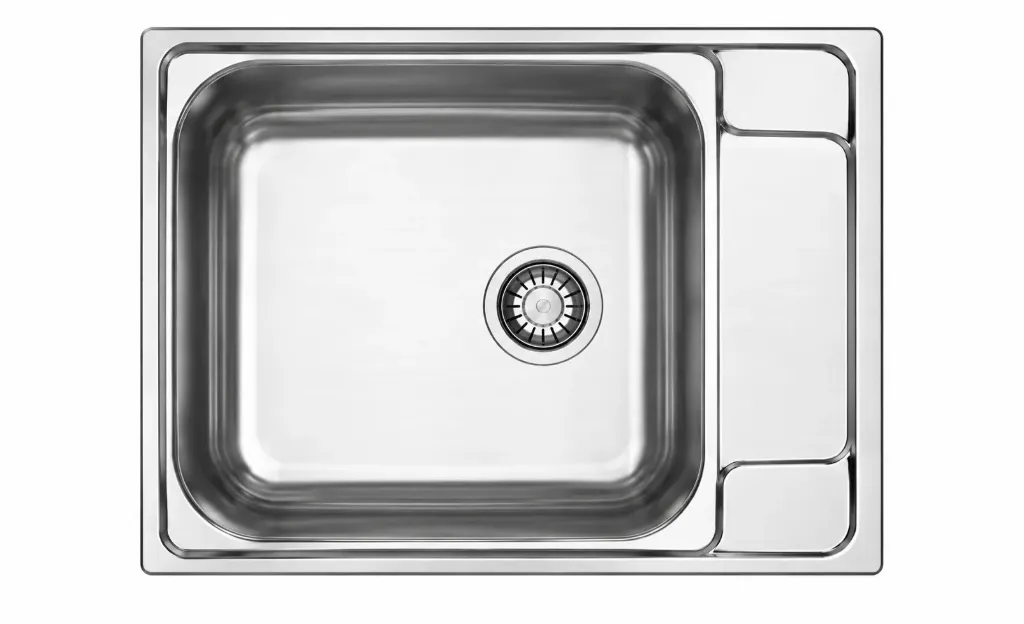 Silver-Toned Built-In Single Bowl Sink with Side Drainer, 50 x 63 (0,6 mm)