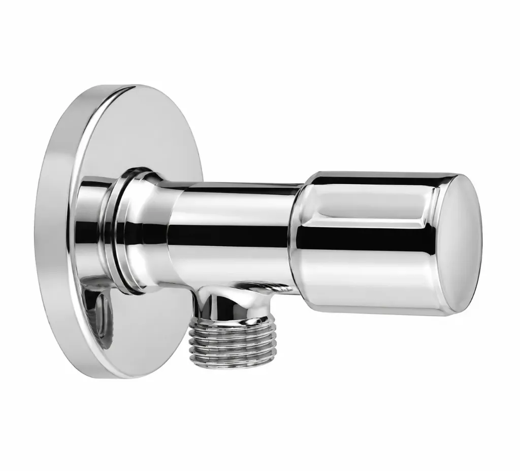 Robinet d'intervalle mural 3/8 pouce aspect chrome avec bride ronde