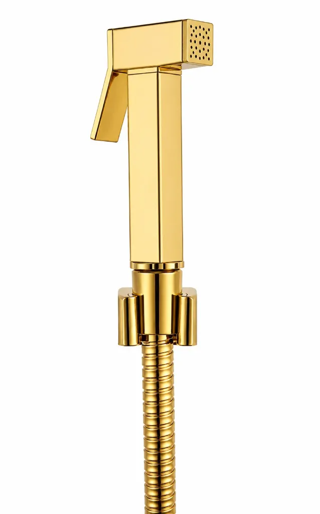 Gold Square Handheld Spray Bidet Set with Lever Trigger