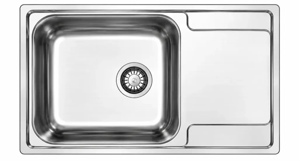 Évier encastré décoratif à cuve unique avec égouttoir droit (0,6 mm)