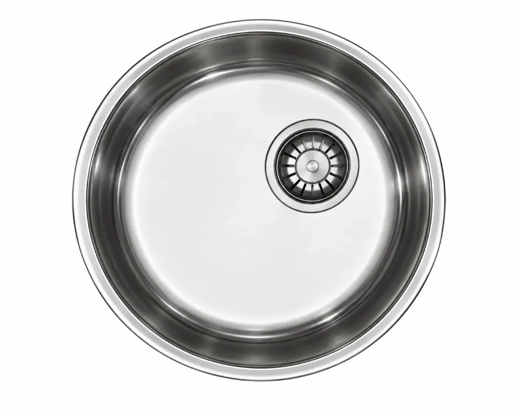 Round Undermount Sink with Visible Drain