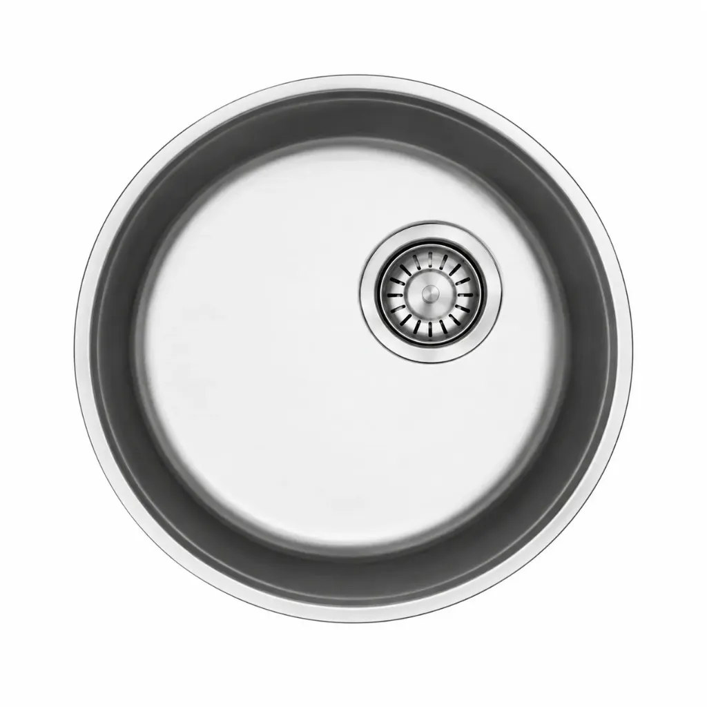 Évier décoratif rond blanc à montage sous plan avec vidage visible