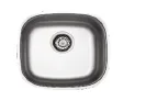 Évier sous-plan rectangulaire arrondi argenté avec vidage central (0,8 mm)