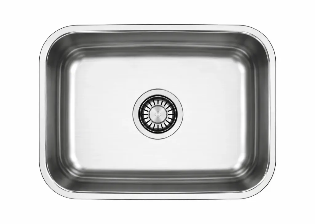 Évier sous-plan rectangulaire ton argent avec coins arrondis (0,8 mm)