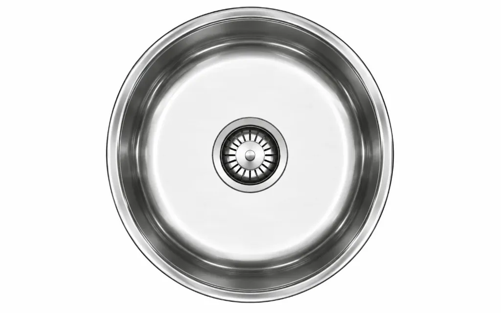 Évier rond décoratif sous plan avec vidage central (0,8 mm)