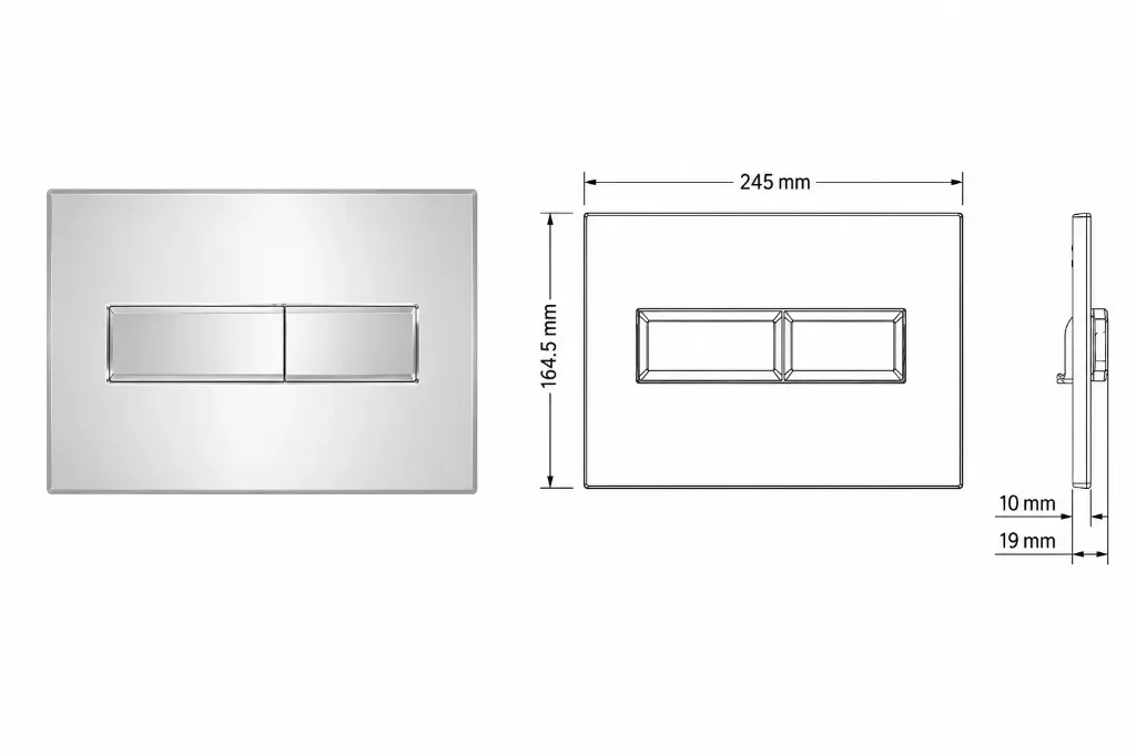 White Rectangular Dual Button Bathroom Accessory