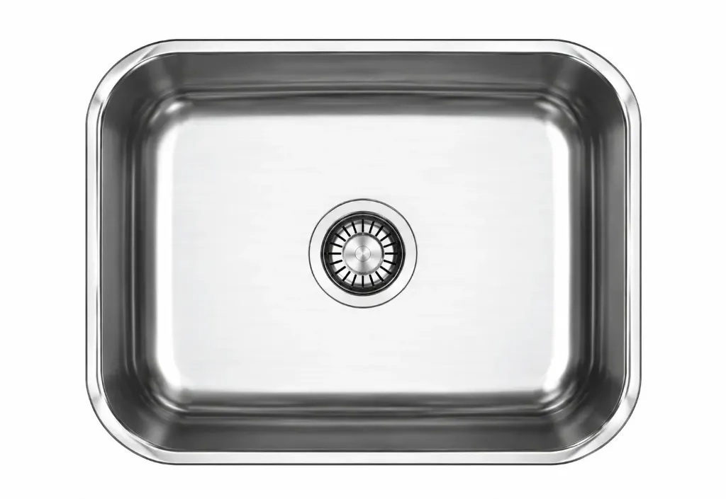 Évier rectangulaire sous-plan 40 x 45 avec vidage central (0,8 mm)