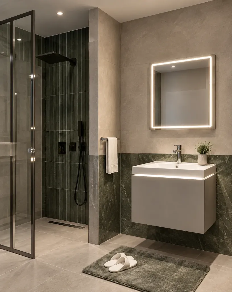 Meuble de salle de bain mural Light 60 cm avec miroir LED et lavabo acrylique