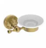 Tauro Gold-Tone Wall-Mounted Soap Dish with White Dish