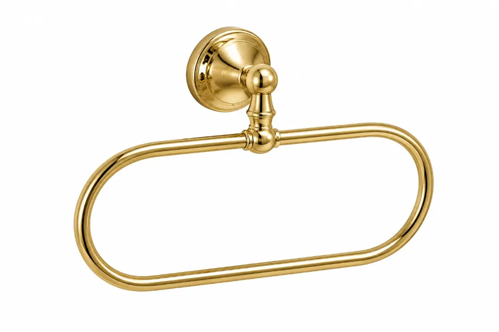 [AYH150-SO] Tauro Gold-Tone Wall-Mounted Oval Ring Towel Bar