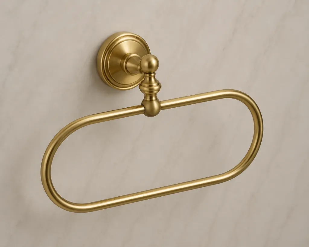 [AYH150-SO] Tauro Gold-Tone Wall-Mounted Oval Ring Towel Bar