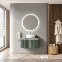 Meuble de salle de bain mural blanc Rita avec tiroir et miroir LED