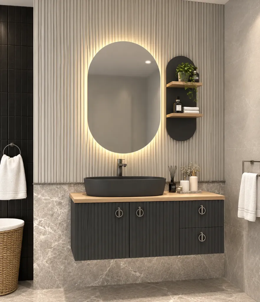Biel 120 cm Bathroom Furniture Set with LED Mirror and Basin Sink
